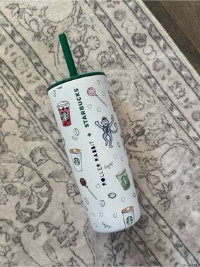 Starbucks x Roller Rabbit pattern Stainless Tumbler with Green Lid